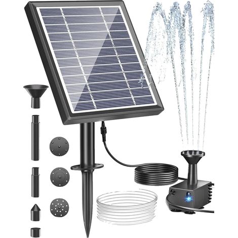 Fontaine solaire, panneau solaire 5 V/2,5 W, débit de la pompe : 170 l/h (1/5)