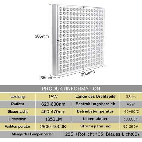 Randaco Lampade per Piante 15w Grow Led Coltivazione Indoor Idroponica Lampada Crescita Luci Piante Illuminazione di Pannello per Luminosa Led per Piante (1/4)