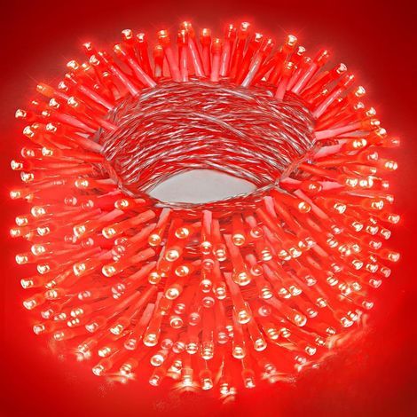 TINFU Guirlande lumineuse de 10 m, 100 LED rouges, boîtier à piles avec modes fixe et clignotant, Noël, IP65 (1/5)