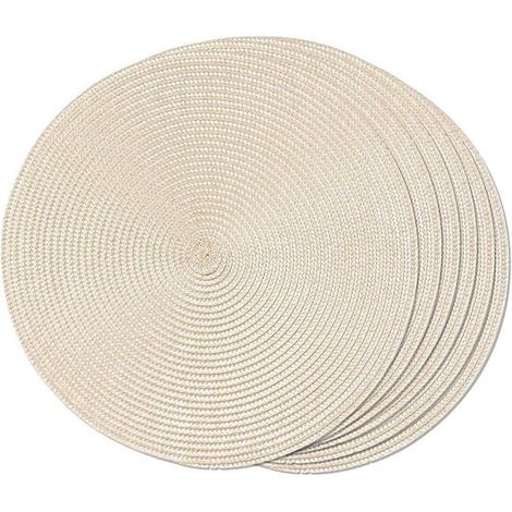 Set di 6 sottobicchieri, sottobicchieri intrecciati, tovagliette, sottobicchieri antiscivolo, tovagliette rotonde, sottobicchieri da tè, 38 cm, protezioni per scrivania, ghiaccio riscaldabile (1/5)
