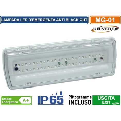 Lampada di emergenza da parete impermeabile 3.5W per esterno anti black out con segnaletica uscita (1/3)