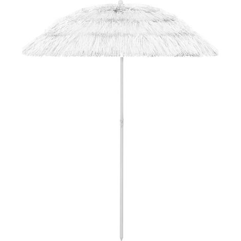 Parasol de plage blanc hawaïen, 180 cm (1/5)