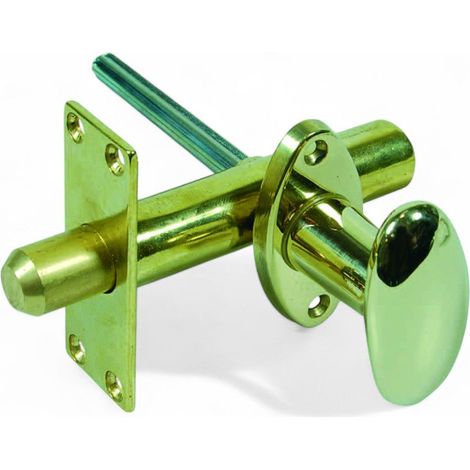 Catenaccio da infilare in ottone lucido con pistone scorrevole con diametro 15x26 mm azionato da martellina con asta a cremagliera