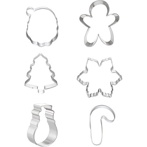 Lot de 6 emporte-pièces de Noël en acier inoxydable (bonhomme de neige, sucre d'orge) – Accessoires de pâtisserie de Noël (1/5)