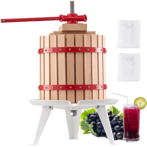Pressoir à Fruits Manuel 12 L, Presse à Vin avec Panier en Bois Massif avec 8 Blocs, Presse-agrumes avec Poignée, Presse à Jus, Raisin, Cidre de Pomme, Miel pour la Cuisine et la Maison (1/5)