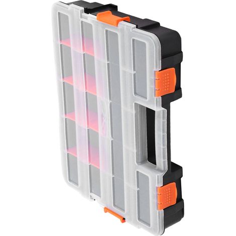 Boîte de rangement portable à double face G-382 en plastique, pour vis, écrous et accessoires électroniques, compartiments de tri, boîte à outils légère, dimensions 37,5 x 29 x 6,7 cm, version simple (1/5)
