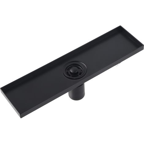 Caniveau de douche linéaire, en acier inoxydable 304, 30 cm, noir mat, avec grille amovible.-AquaForge (1/5)