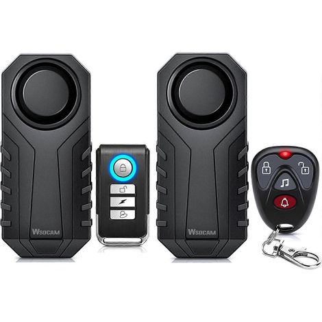 Alarma para bicicleta modelo 2025 con control remoto (paquete de 2), alarma antirrobo inalámbrica por vibración de 113 dB para puertas, motocicletas, bicicletas y vehículos. (1/5)