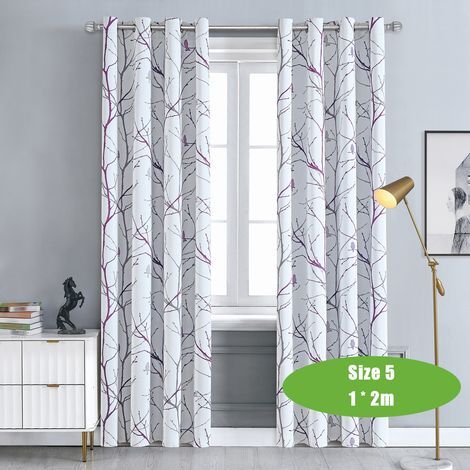 Rideau occultant à motif arbre imprimé (1 pièce) - Isolation thermique et protection solaire - Idéal pour le salon et la chambre. (1/3)