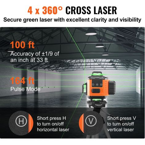 Niveau laser vert lignes croisées auto-nivelant 3048 cm mesure précise laser de niveau (1/5)