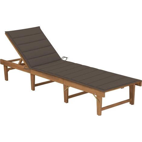 Bain de soleil pliable Chaise de jardin - Transat de jardin avec coussin Bois d'acacia solide BV419963 - BonneVie (1/5)
