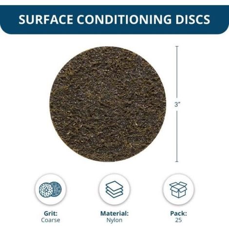 Disque De Réglage Surface - Nylon 3 Pouces - Fixation R Mâle - Meuleuse Droite - 25 Pièces (1/4)