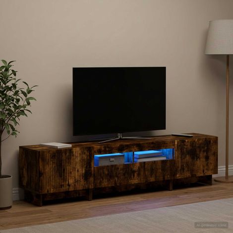 vidaXL 5 Piece LED TV Cabinet Smoked Oak Engineered Wood (1/5)