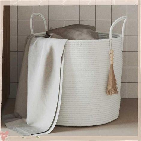 358497 Panier de rangement blanc 40x35 cm coton (1/5)