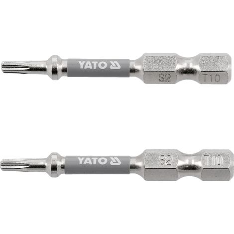 TORX T10 Bits 1/4" x 50 mm, 2 Stück, S2-Stahl, vernickelt