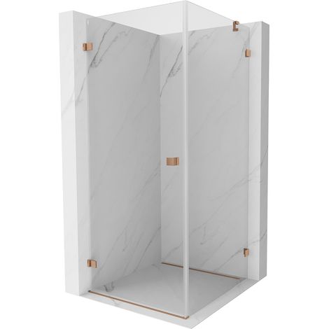 Mexen Lunar-B Duschkabine schwenkbar links 100 x 100 cm, transparent, gebürstetes Kupfer - 832-100-100-65-00-L (1/5)