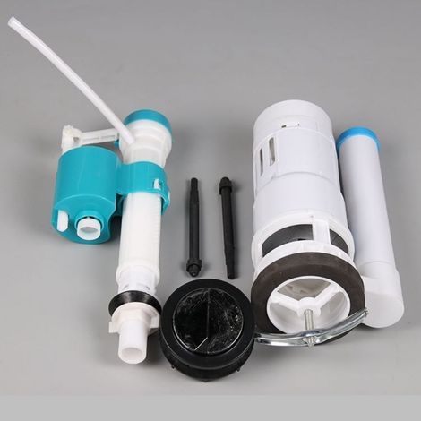 Kit complet de mécanisme de chasse pour toilettes universel – Remplacement de valve d’arrivée et de vidange, compatible vieux modèles, avec bouton poussoir – Économique et facile à installer (1/2)