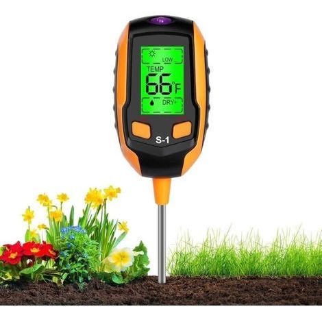 ALLIANDISHumidimètre de sol – 4 en 1 – Humidimètre – Intérieur et extérieur – Hygromètre pour plantes d'intérieur – avec pH/température/humidité/lumière – Humidimètre (1/4)