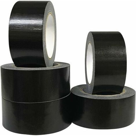 Ruban Adhesif En Tissu - 50 mm x 20 m - Noir - Impermeable - Sans Residu - Lot De 5 (1/5)