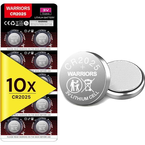 10X Pile CR2025 3V Lithium Bouton Emballage sécurité enfant. Pour clés, balances, calculatrices, télécommandes, montres et petits appareils (1/5)
