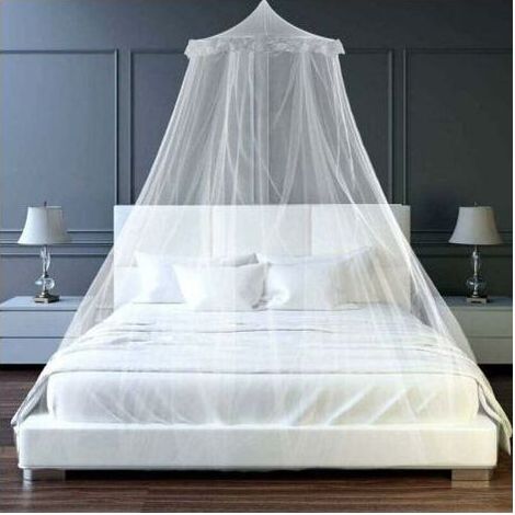 PA Moustiquaire de Lit Grand en Polyester pour Lits Simples et Doubles avec Arceaux Intérieur Extérieur Blanc (1/5)