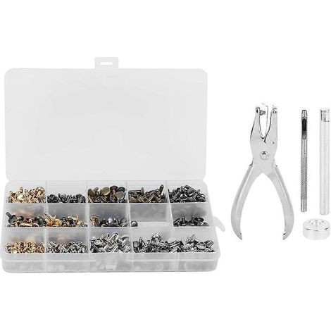 300 jeux de rivets en cuir avec double capuchon et pince pour l'artisanat, les portefeuilles, les ceintures, les vestes, les sacs et les chaussures.