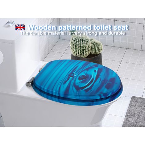Abattant WC ovale en MDF à fermeture lente, taille standard, avec charnières en alliage de zinc, modèle de remplacement pour salle de bains (1/5)