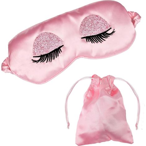 Masque de sommeil en soie pour les yeux, bandeaux en satin pour femmes, protection de sommeil 3D, bandeau doux et respirant, couvre-yeux en soie sans pression pour filles et femmes adultes (1/5)