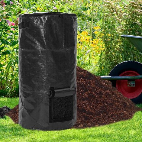 2-in-1 Sac à Compost avec Zip et Porte-Engrais - 15 Gallons pour Jardin, Cour et Poubelle - Sac Poubelle Réutilisable 35x60 cm (1/5)