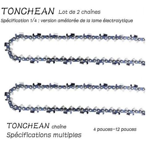 Führungsschiene und Kette für Kettensägen, 2er-Pack 1/4"-28-gliedrige, rückschlagarme Kettensägenketten (4 Zoll), 14-teiliges Sägeblatt – verbessertes, verzinktes Sägeblatt