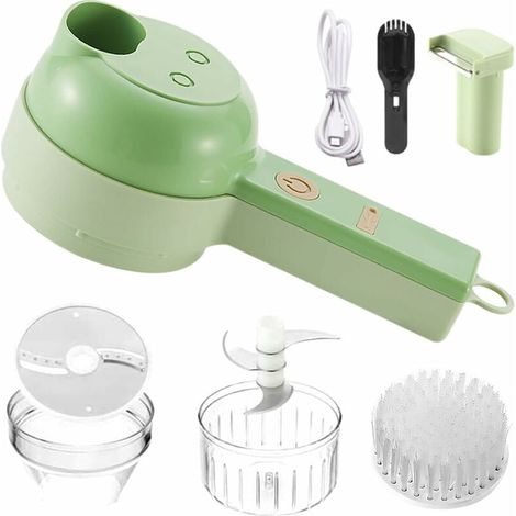 royaluxe - Hachoir Électrique Sans Fil Mini Hachoir Électrique 4 en 1 Ensemble de Coupe-Légumes Électrique Portatif USB Rechargeable avec Brosse de Nettoyage pour Frutta Gingembre Poivrons Oignons Ail (1/5)