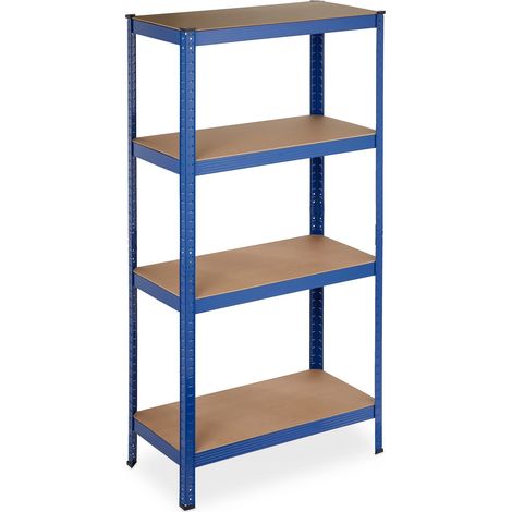 Relaxdays Schwerlastregal, 4 Ebenen, HBT 157 x 80 x 41 cm, 280 kg Tragkraft, Metall, Lagerregal für Keller, Garage, blau