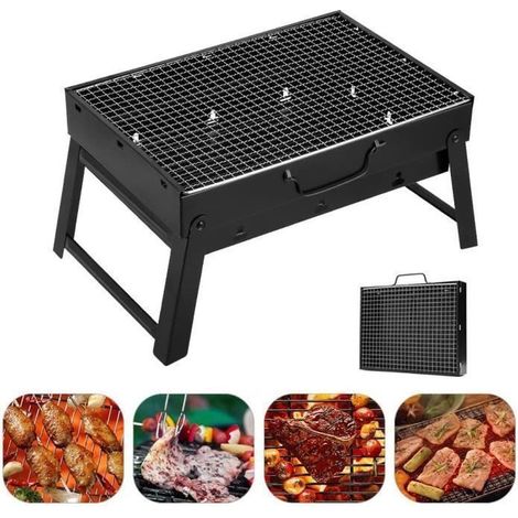 Barbecue Portable Pliable Petit Barbecue à Charbon de Table en Acier Inox Barbecue de Jardin extérieur Camping pour 3-5 Personnes (1/4)