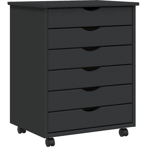 Armoire roulante avec tiroirs MOSS gris bois de pin solide (1/5)