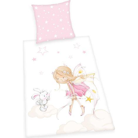 Parure de Lit, Taie d'Oreiller 80 x 80 cm, Housse de Couette 135 x 200 cm, Fermeture par Boutons, 100% Coton/Flanelle (1/5)