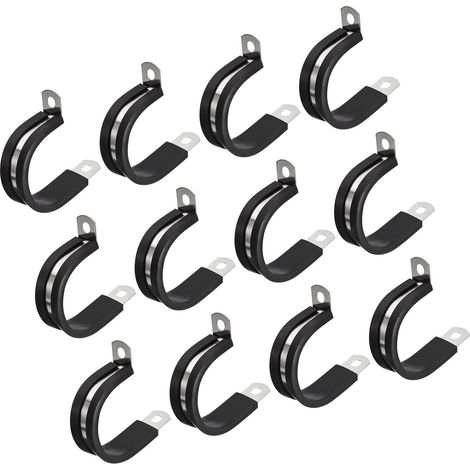 Lot de 24 colliers de serrage de câble de 30 mm, colliers de serrage isolés en caoutchouc en acier inoxydable 304 en forme de R pour tuyau métallique (1/5)