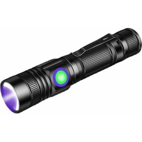 Torch Lamp UV Torch Black Light 395nm Rechargeable Wood's Lamp, Portable Ultraviolet Blacklight Mini LED Torch with Clip (1/5)