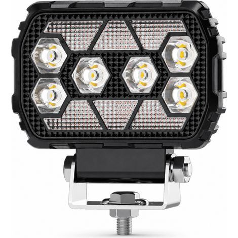 Faro da lavoro LED quadrato 30 W per veicoli fuoristrada, luce principale bianca e luce diurna gialla, fisso scorrevole lampeggiante (1/5)