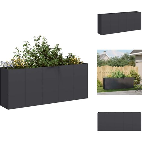 Jardinière noir 200x40x80 cm acier laminé à froid - Jardinière - Jardinières - Pot De Fleurs - Support De Jardinière (1/5)
