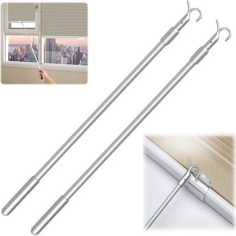 Telescopic Rod (33-61cm adjustable), blind pull/direction adjustment Rod, can also be used as curtain, hanger hook Rod Silver 2PCS (1/5)