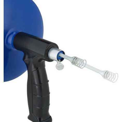Relaxdays Déboucheur de canalisation, 6 mètres, pour évier, douche, baignoire, débouche, furet, manivelle, bleu/noir (1/5)