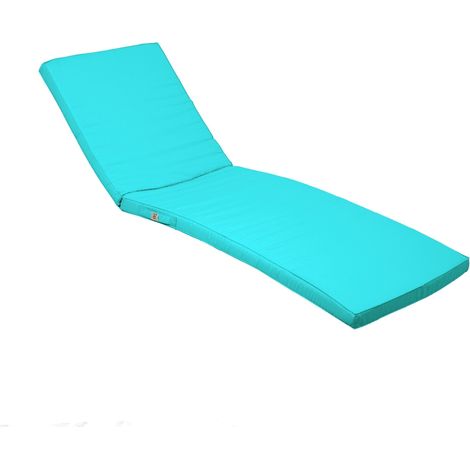 Coussin Bain de Soleil - Matelas pour Transat Dehoussable- 185x60x5cm - Bleu caraibes