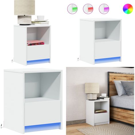 vidaXL Armoire de chevet avec lumières LED blanc bois d'ingénierie (1/5)