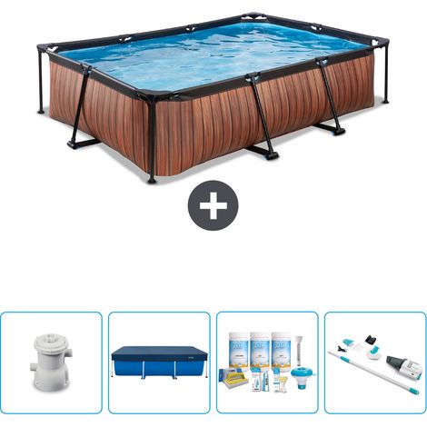 Exit-toys Piscina Exit Rettangolare - Effetto legno - 300x200x65 cm - 7-pezzi SCB5 (1/5)