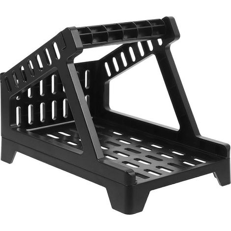 Praktischer Etikettenhalter für den Schreibtisch, Rollenhalter für Versandetiketten aus Kunststoff, Druckerständer – 20,00 x 16,00 x 14,00 cm – Schwarz (1/4)