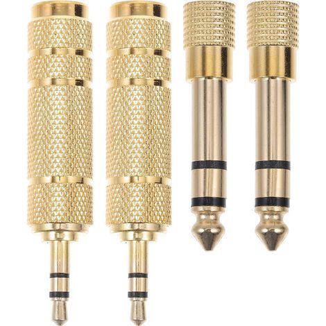 Adaptateur audio jack femelle vers mâle (lot de 4) - Accessoires de conversion pour enregistrement-5.70X1.00X1.00CM-Golden (1/4)