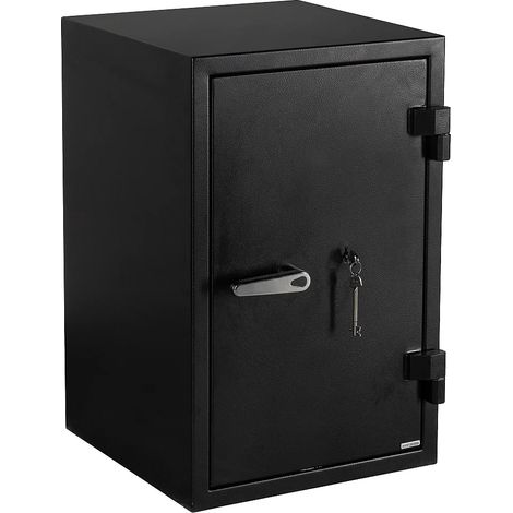 Coffre-fort S2 à clé en acier noir - anti-effraction et feu - L44 x l43,5 x H69 cm - 56,5L - MIRILO (1/5)