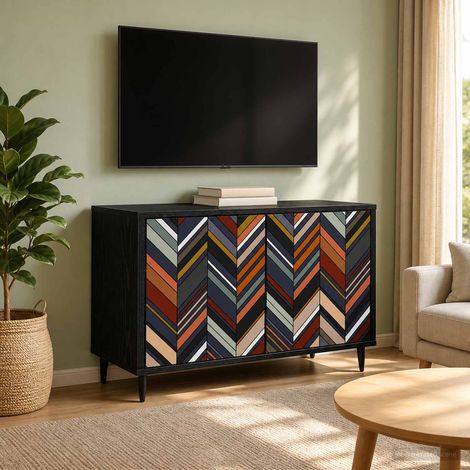 vidaXL Meuble TV OMMEN 69 x 33 x 50,5 cm Chêne noir Bois d'ingénierie (1/5)