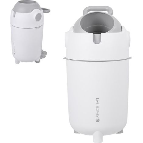 Poubelle ronde de grande capacité - seau à couches de 12 litres - Conception de cloisons - Motifs de dessins animés - matière plastique - 25×26×59cm - Blanc - WILITTO (1/5)