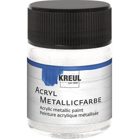 Acrylique Métallique, 50 ml verre en blanc nacré, peinture acrylique à effet métallique à base d'eau, couvrant comme une crème, séchage rapide et résistant à l'eau (1/4)
